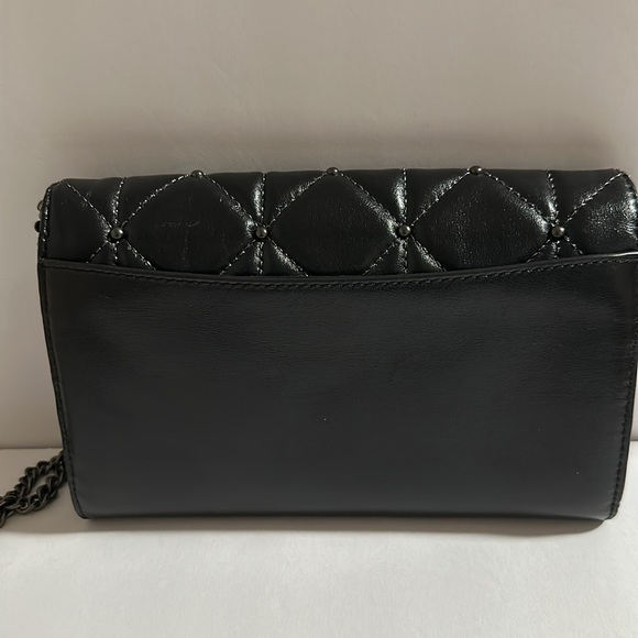 COACH CHAIN CROSSBODY WITH QUILTING BLACK , LEATHER VINTAGE WALLET F23816 - Picture 8 of 9
